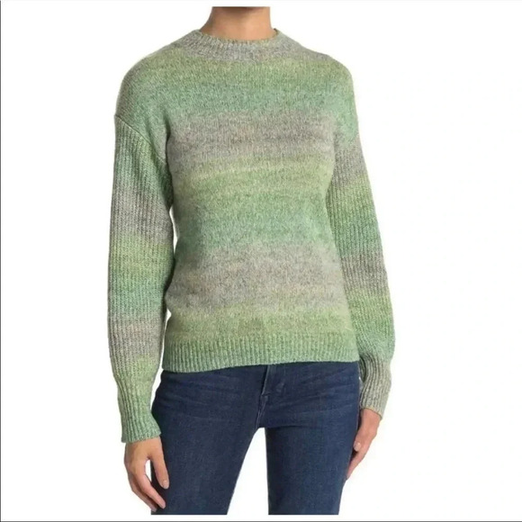 Green Ombré Knit Sweater Women’s Size S Gradient Pullover Crewneck Soft Cozy - Picture 1 of 5